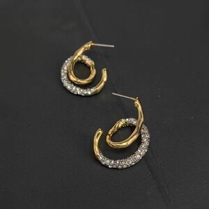 Gold and Silver Twisted Hoop Earrings